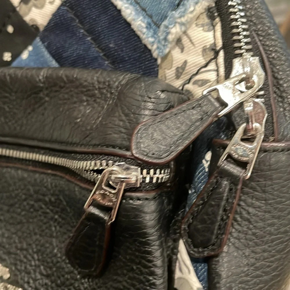 Coach Charlie Mini Americana Denim Pattern Patchwork Studded Rhinestone Backpack - Picture 7 of 10